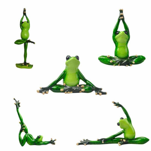 Home Decoration Kawaii Yoga Frogs Figurine Girl's Dream Modern Resin Home Sculpture Dolls Resin Model Odd Gifts Crafts Animal